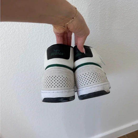 New Balance White Sneakers with Green Trim - Picture 3 of 5